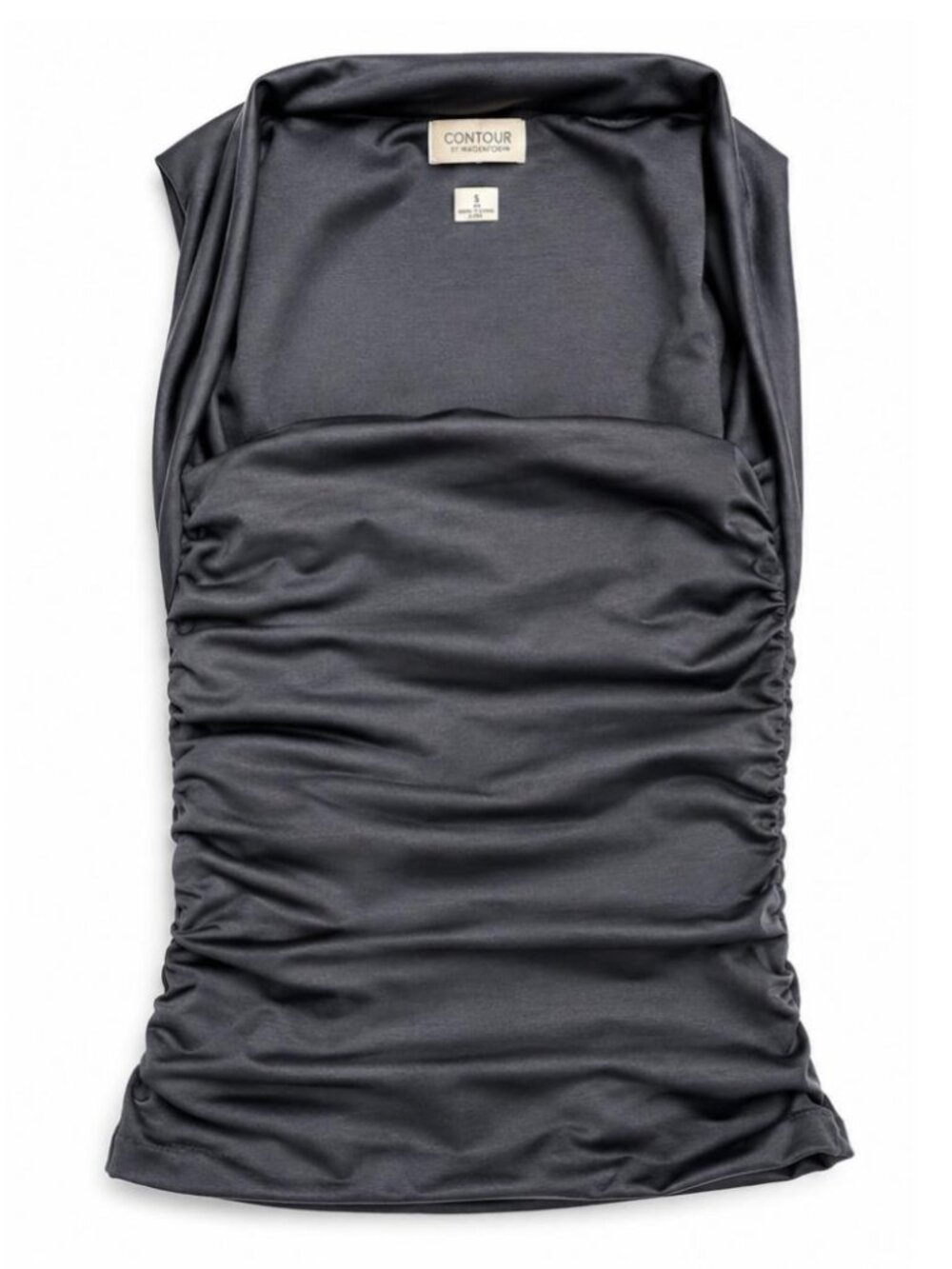 Aritzia Contour Flourish Top S Slate Blue/Grey Strapless Ruched Top